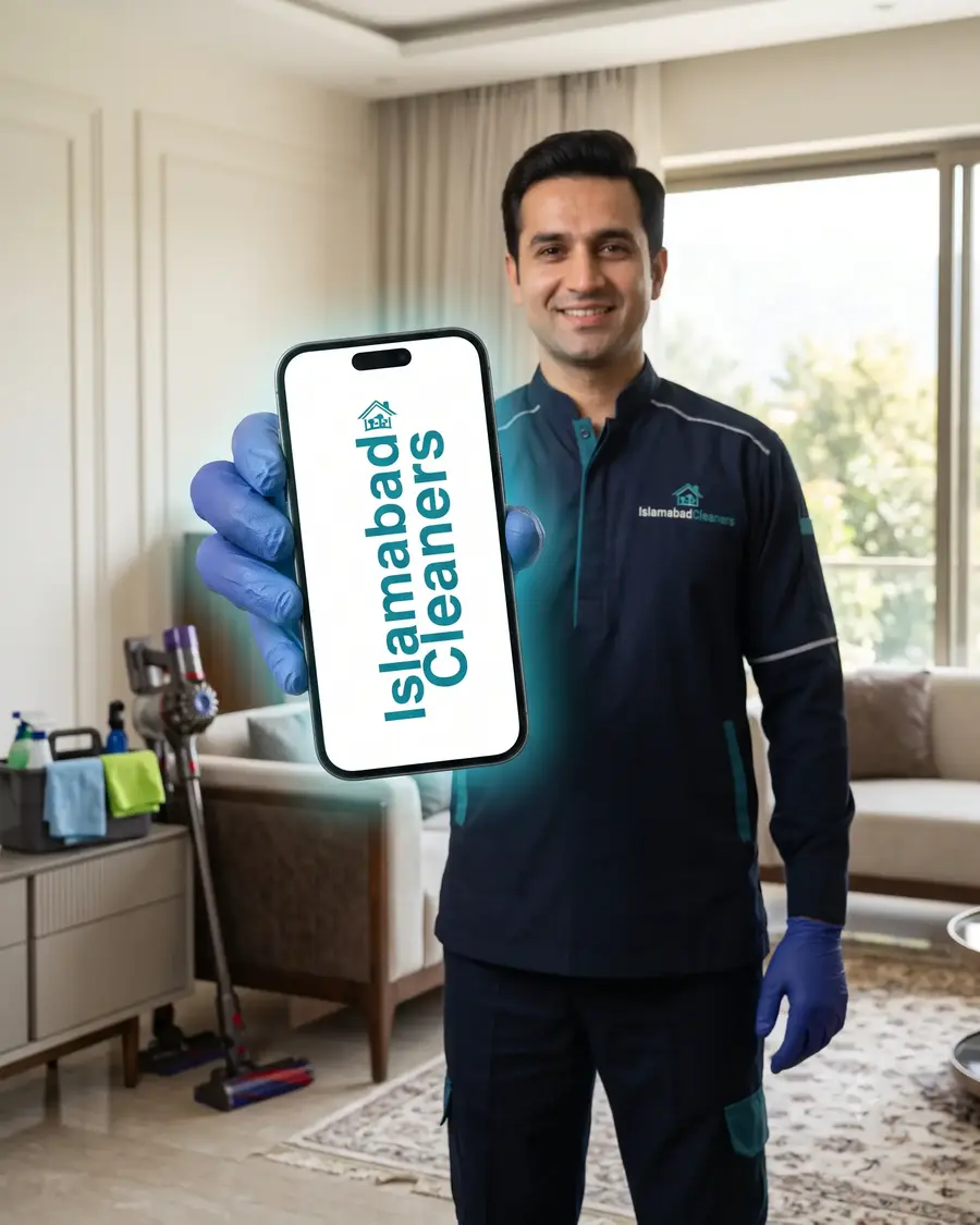 IslamabadCleaners cleaners vacuuming and mopping a living room in Islamabad